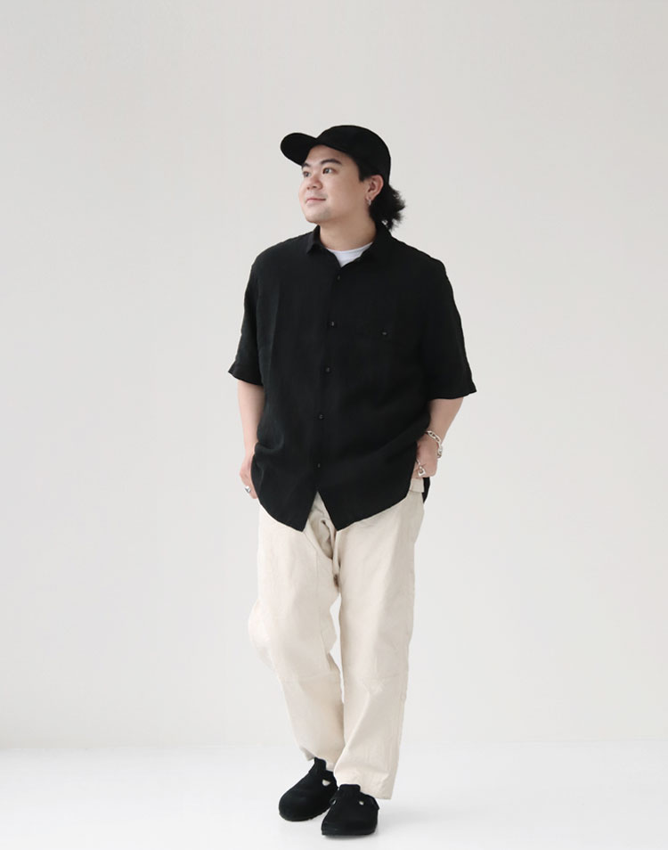 BRU NA BOINNE/グランパリネンシャツを使ったコーディネート