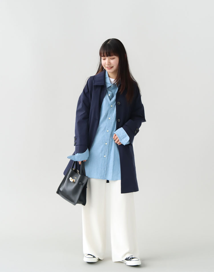 MACKINTOSH HUMBIE ステンカラーコートを使ったコーディネート