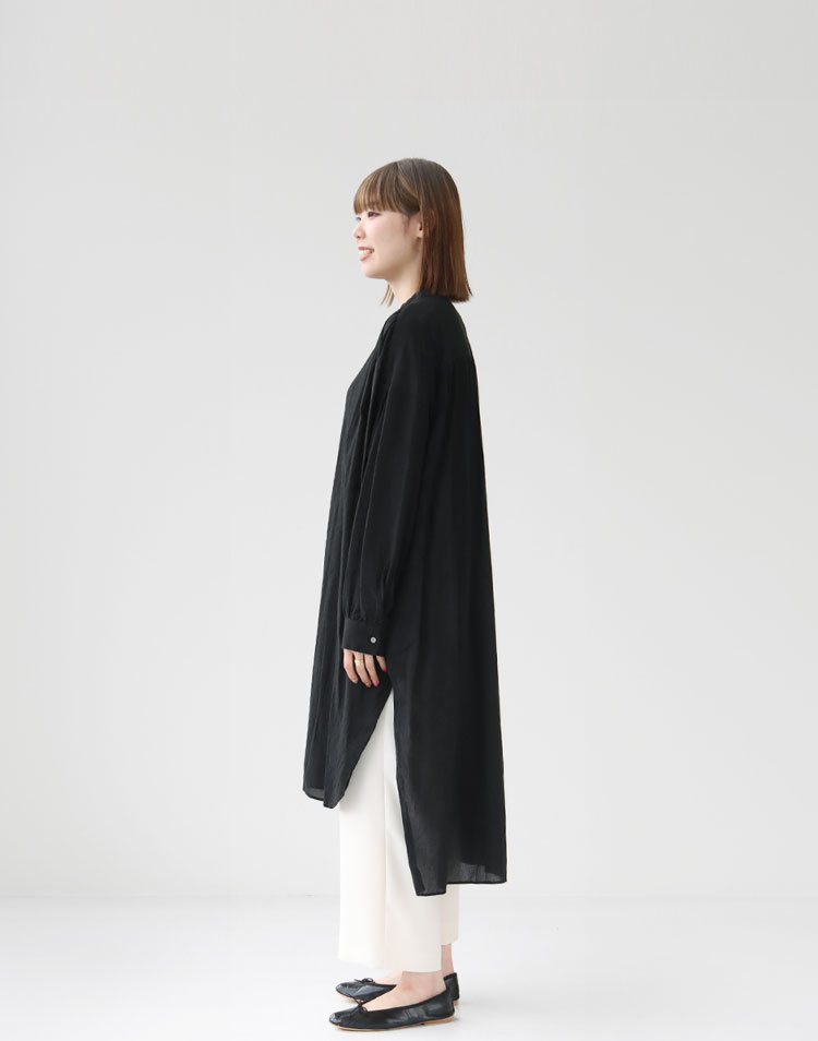 mizuiro ind/スタンドカラー ギャザーワンピースを使ったコーディネート