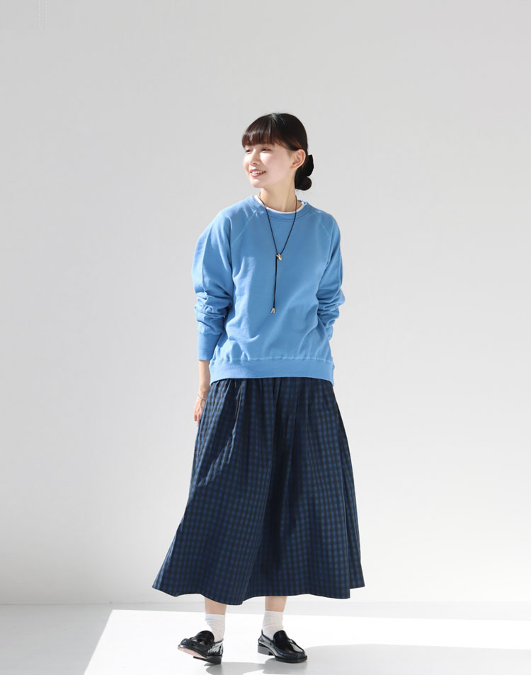 PRIT/40/1ミニ裏毛 ラグランスリーブプルオーバーを使ったコーディネート