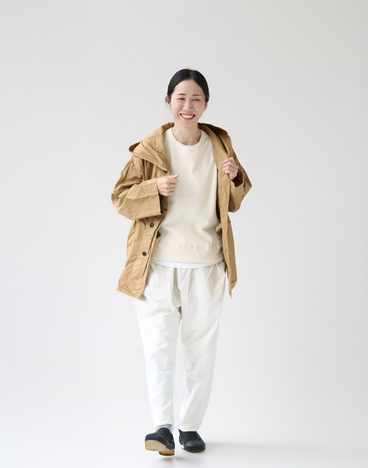 PRIT/ スウェットライクストレッチツイル サルエルパンツを使ったコーディネート