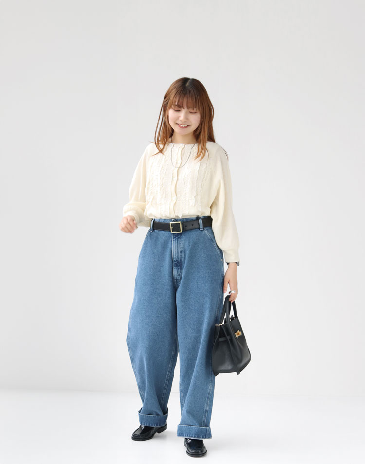 mao made/リネンコットン ハイゲージ フリルカーディガンを使ったコーディネート