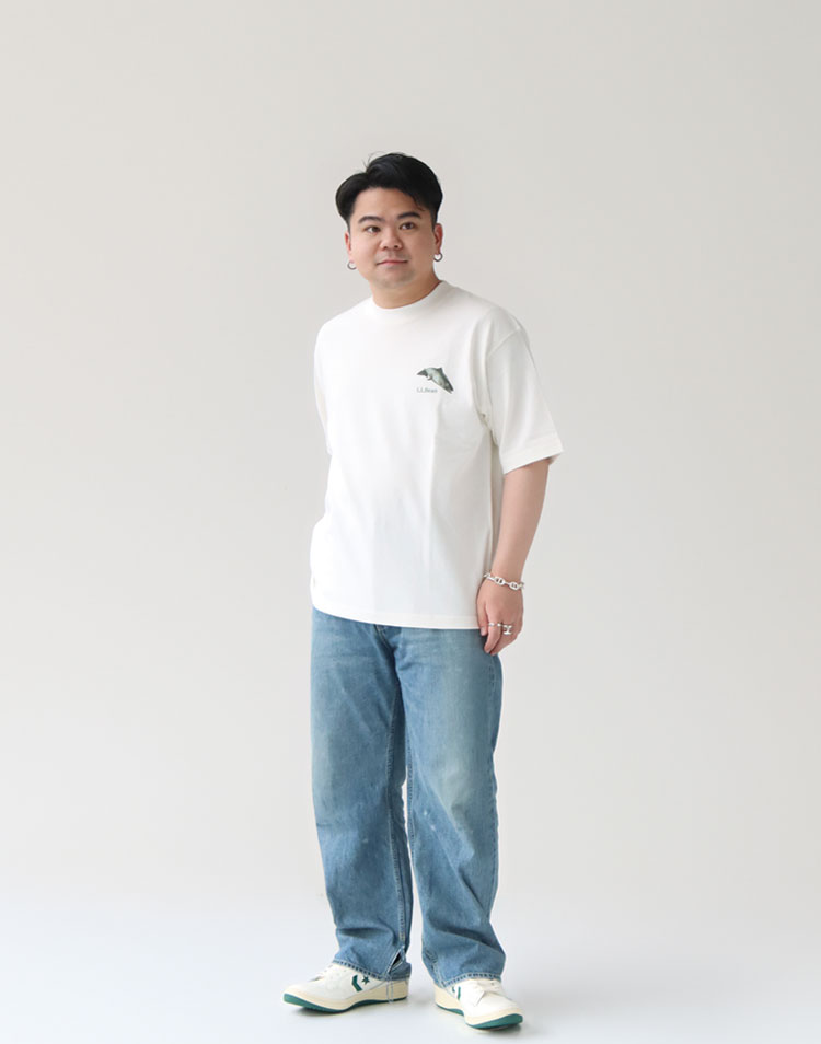 L.L.Bean/ビーンズ1980 ショートスリーブ カタログトラウトTEEを使ったコーディネート