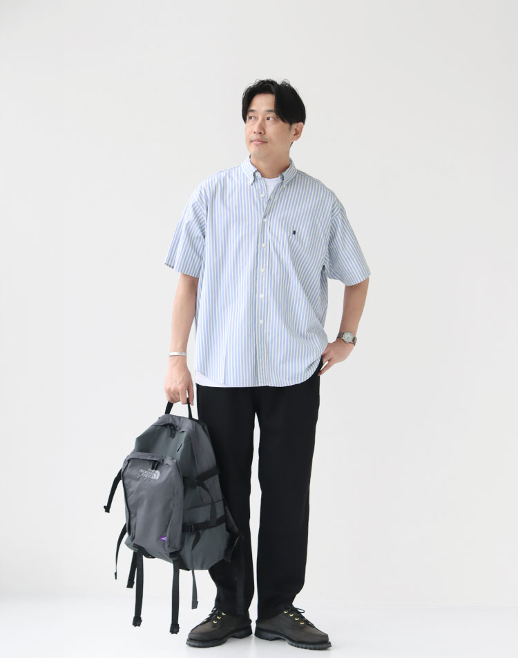 Gymphlex/コットン ボタンダウン半袖シャツを使ったコーディネート