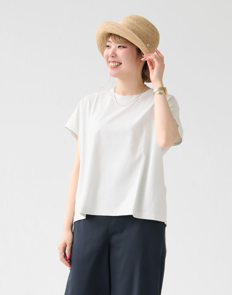 GALERIE VIE/ファインコットン ワイドクルーネックプルオーバーを使ったコーディネート