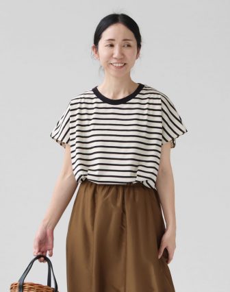 GALERIE VIE/ファインコットン ワイドクルーネックプルオーバーを使ったコーディネート