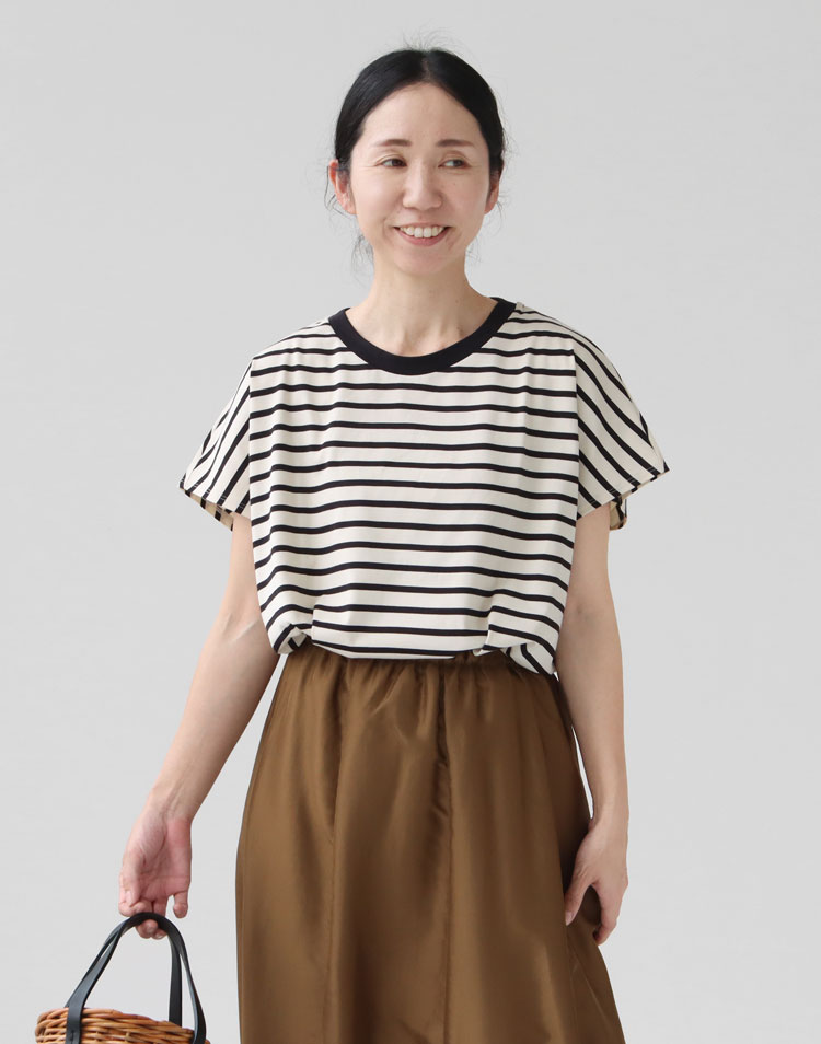 GALERIE VIE/ファインコットン ワイドクルーネックプルオーバーを使ったコーディネート