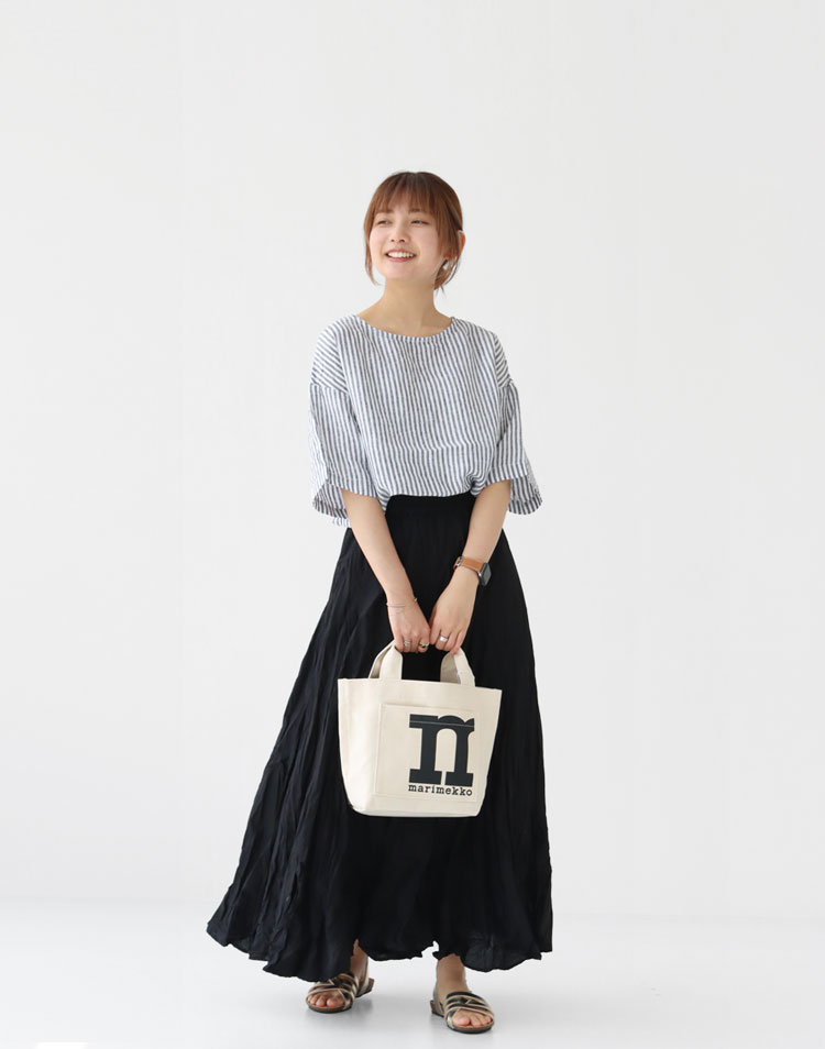 PRIT/60/1フレンチリネン平織 5分袖プルオーバーを使ったコーディネート