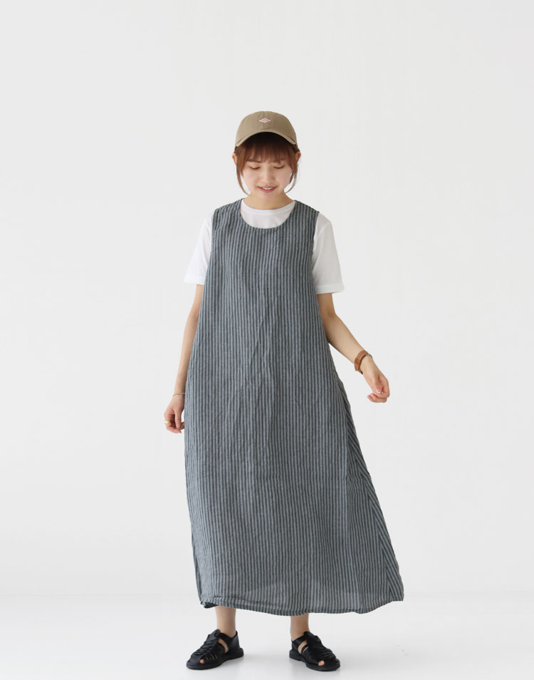 PRIT/60/1フレンチリネン平織 ノースリーブワンピースを使ったコーディネート