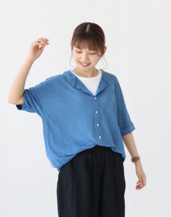 PRIT/ベルギーリネン天竺 クルーネックカーディガンを使ったコーディネート