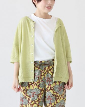 PRIT/ベルギーリネン天竺 クルーネックカーディガンを使ったコーディネート