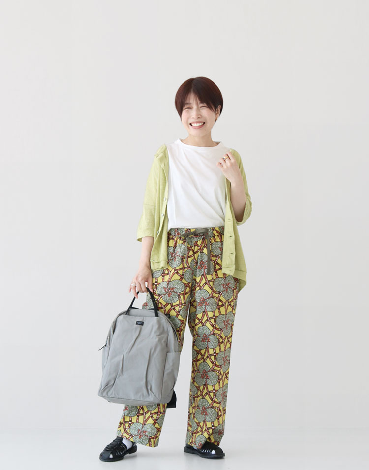 PRIT/ベルギーリネン天竺 クルーネックカーディガンを使ったコーディネート