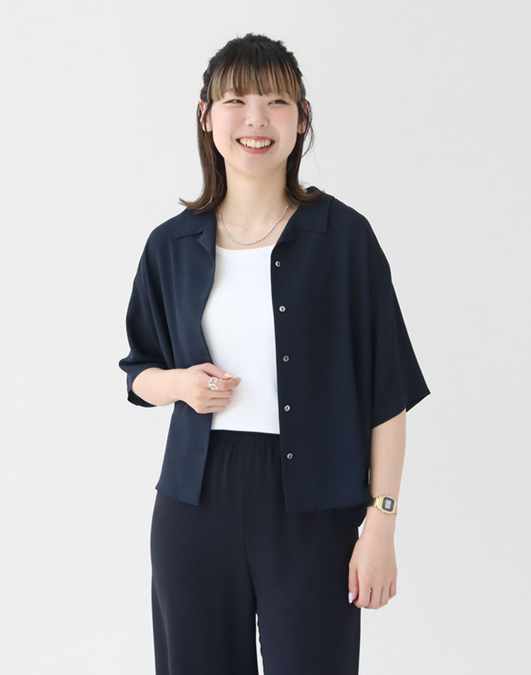 mizuiro ind/ハーフスリーブシャツを使ったコーディネート