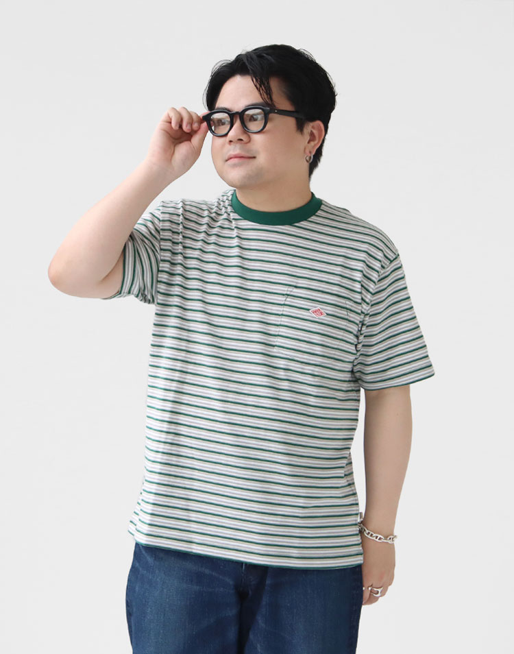 DANTON/コットンポリエステル ポケットTシャツ MENを使ったコーディネート