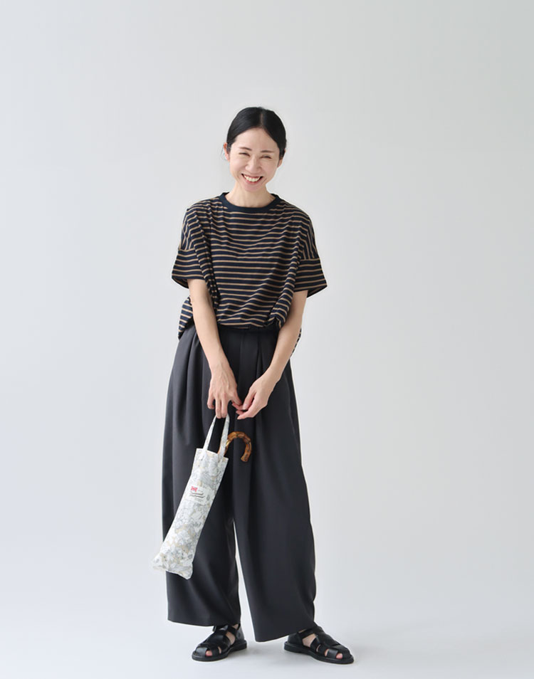 jarvi/サイロプレミアム ボーダーワイドTシャツを使ったコーディネート