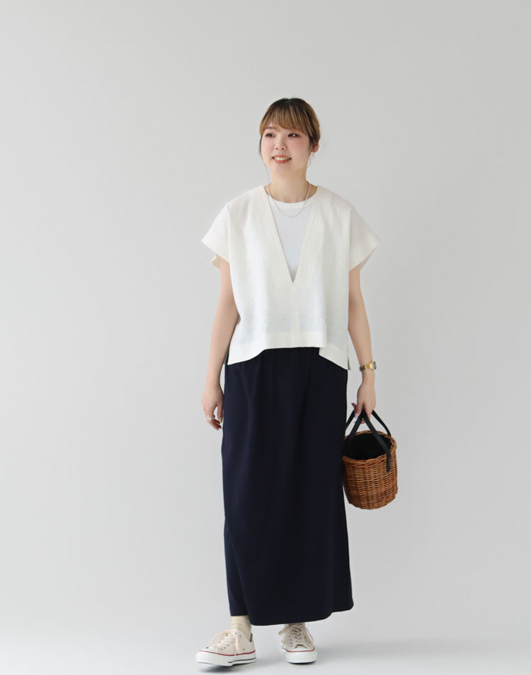 FilMelange/リアナ オーガニックラフィーコットン ロングスカートを使ったコーディネート