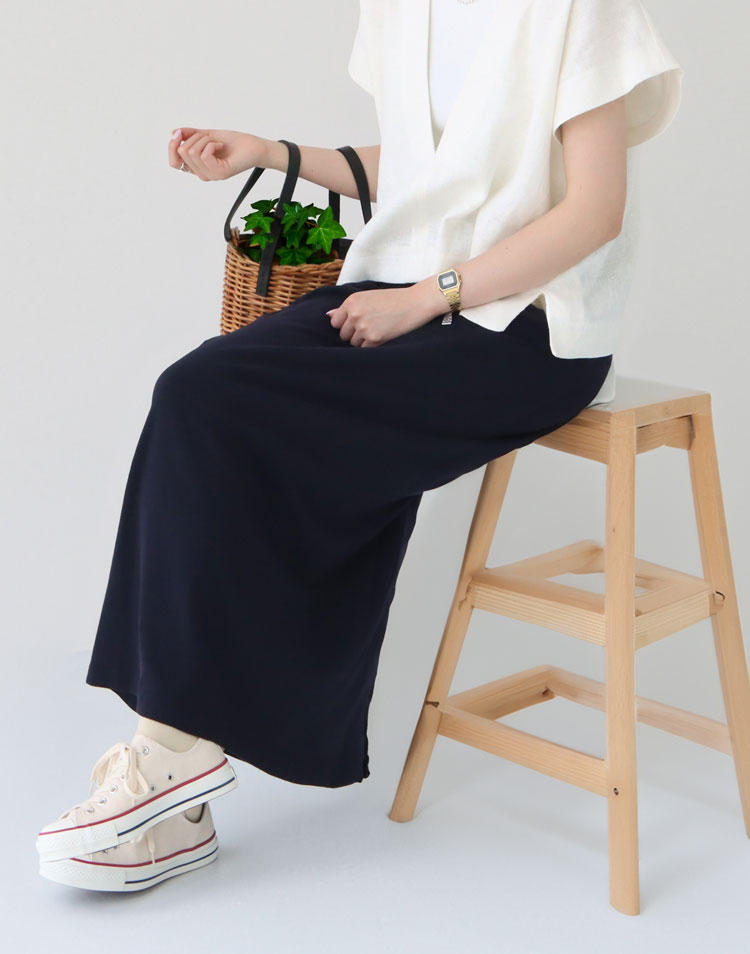 FilMelange/リアナ オーガニックラフィーコットン ロングスカートを使ったコーディネート