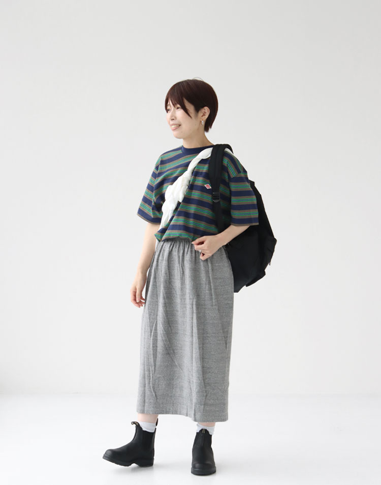 FilMelange/リビー オーガニックラフィーコットンスカートを使ったコーディネート