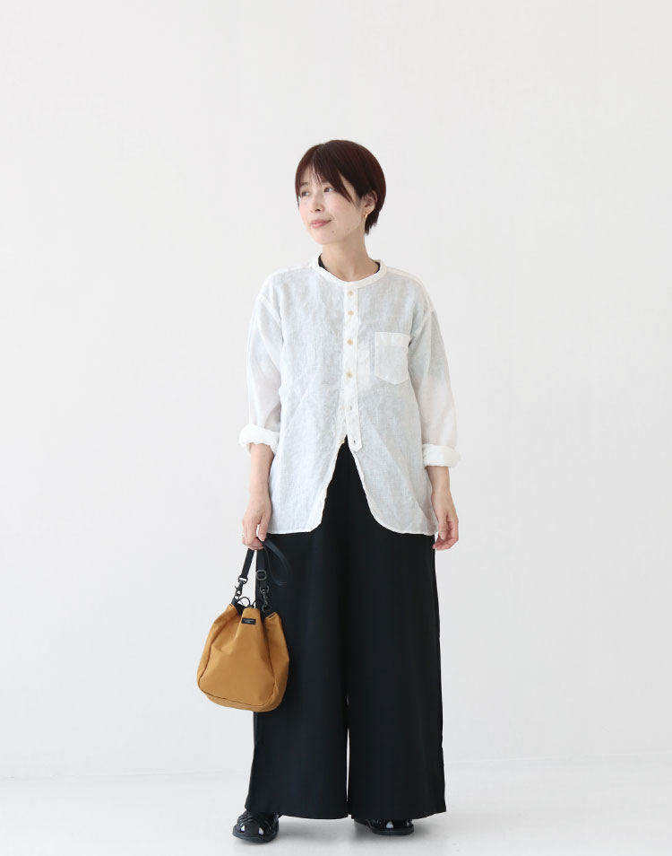 PRIT/綿麻ストレッチ Vネックオールインワンを使ったコーディネート