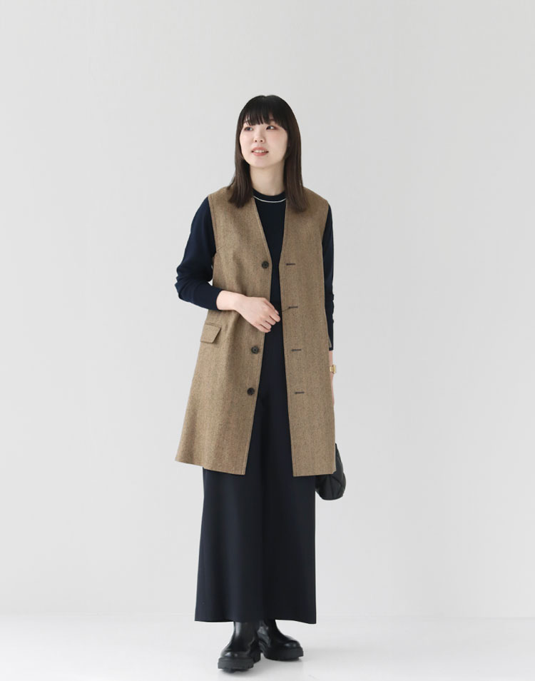 MACPHEE/ウールサキソニー ロングジレを使ったコーディネート